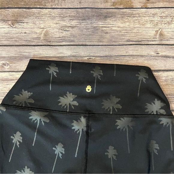 Spiritual Gangster Intent High Waist Leggings - Black Palm Trees Size XS - Picture 7 of 10